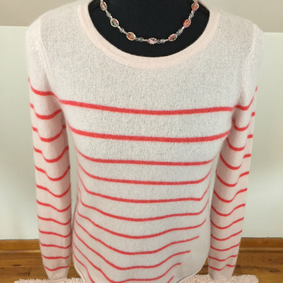 Elorie Sweaters - Elorie 100% Cashmere Striped Crew Neck Sweater